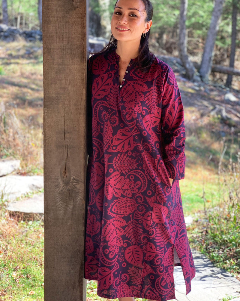 MONK DRESS - RASPBERRY/ NAVY