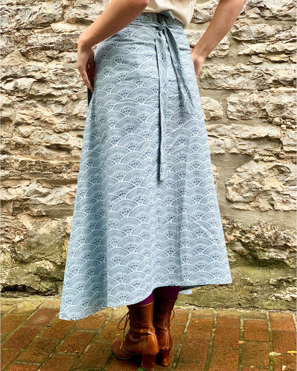 WRAP SKIRT - COTTON PRINT - DENIM FANS