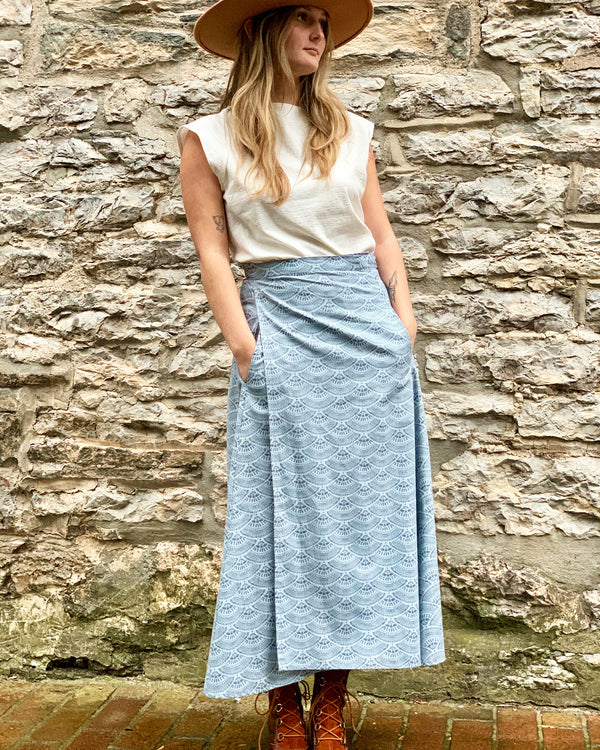 WRAP SKIRT - COTTON PRINT - DENIM FANS